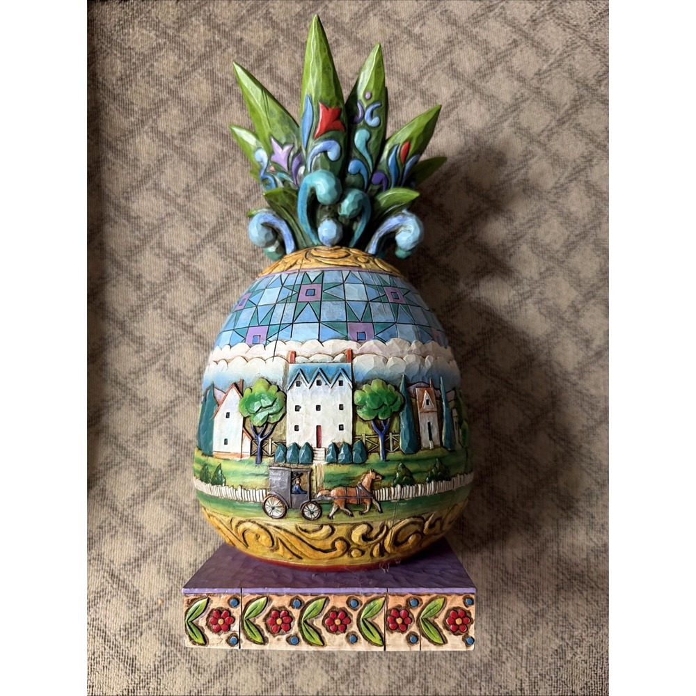 Jim Shore Large Pineapple Welcome All Heartwood Creek  #4007666 NWT 2006 Enesco